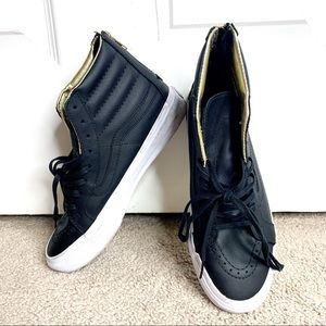 Vans SK8-Hi Slim Black & Gold Leather Shoes